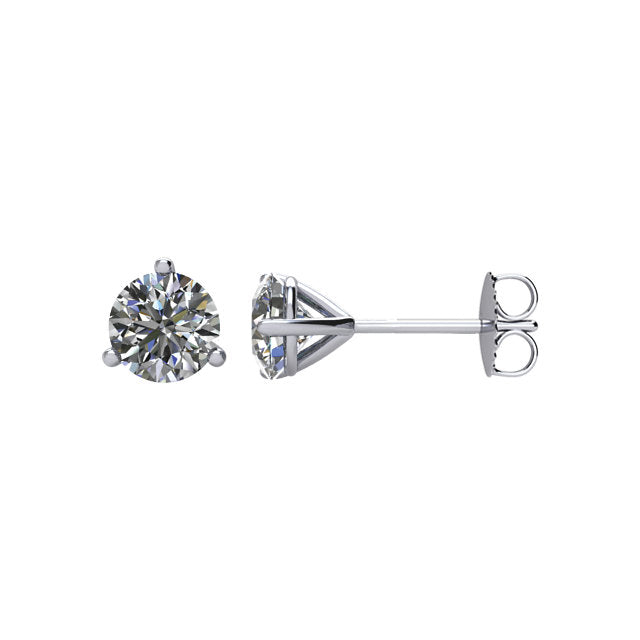 Cubic Zirconia Earrings-  Customizable 3 Prong Round CZ Stud Earring Set