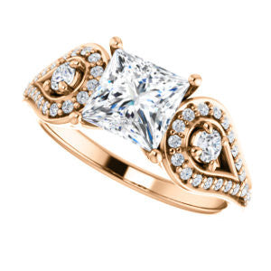 CZ Wedding Set, featuring The Tonya Laverne engagement ring (Customizable Princess Cut Design with Winged Split-Pavé Band)