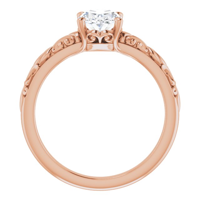 Cubic Zirconia Engagement Ring- The An Chen (Customizable Oval Cut Solitaire featuring Delicate Metal Scrollwork)