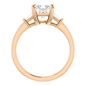 Cubic Zirconia Engagement Ring- The Hazel Rae (Customizable Princess Cut Design with Quad Baguette Accents and Pavé Band)