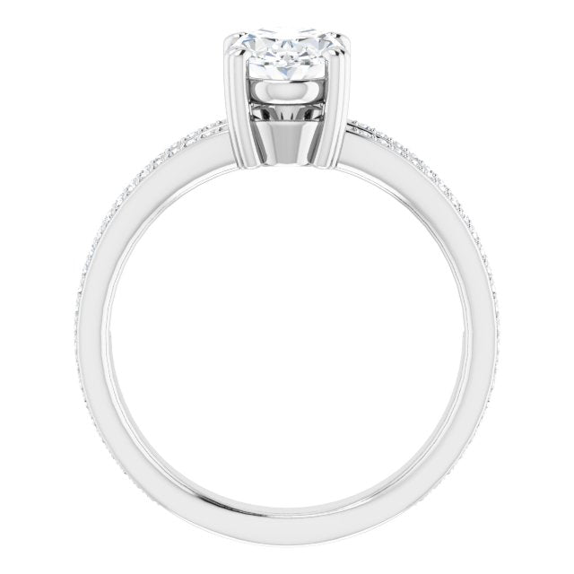 Cubic Zirconia Engagement Ring- The Carlotta (Customizable Oval Cut Center with 100-stone* "Waterfall" Pavé Split Band)