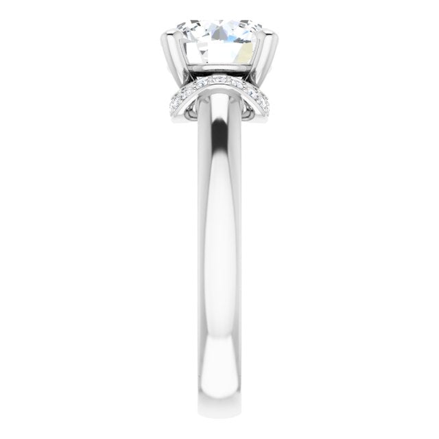 Cubic Zirconia Engagement Ring- The Jennifer Elena (Customizable Round Cut Style featuring Saddle-shaped Under Halo)