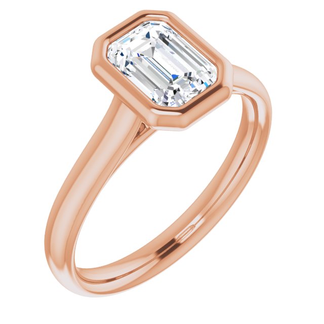 10K Rose Gold Customizable Cathedral-Bezel Emerald/Radiant Cut Solitaire