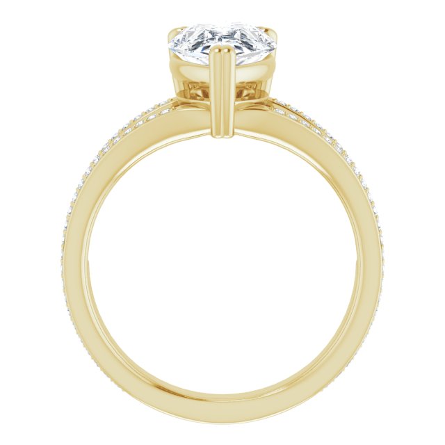 Cubic Zirconia Engagement Ring- The Carlotta (Customizable Pear Cut Center with 100-stone* "Waterfall" Pavé Split Band)
