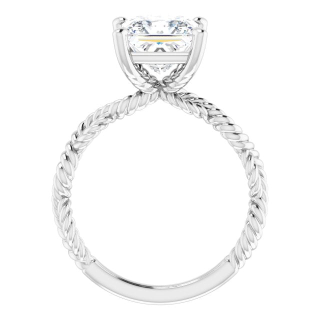 Cubic Zirconia Engagement Ring- The Jazzlyn (Customizable Princess/Square Cut Solitaire with Infinity-inspired Twisting-Rope Split Band)