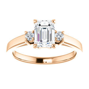 Cubic Zirconia Engagement Ring- The Jacqueline (Customizable Radiant Cut 3-stone with Thin Band and Dual Round Prong Accents)