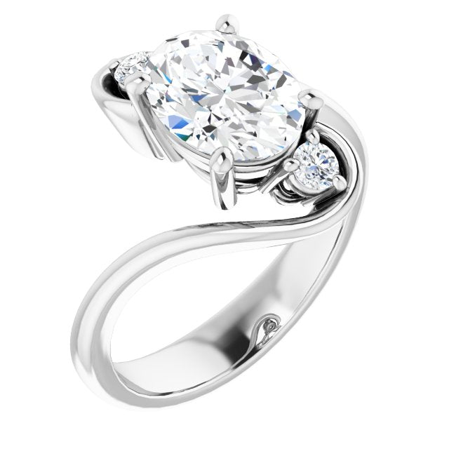 10K White Gold Customizable 3-stone Oval Cut Setting featuring Artisan Bypass