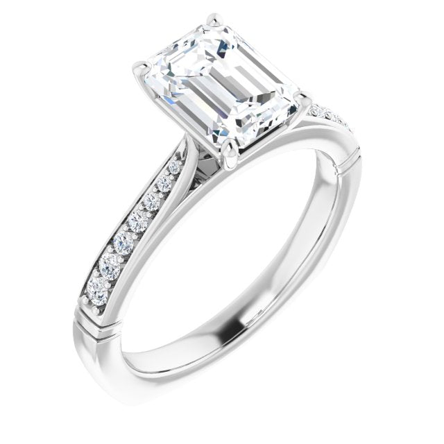 Cubic Zirconia Engagement Ring- The Ella Gabriela (Customizable Radiant Cut Design with Tapered Euro Shank and Graduated Band Accents)