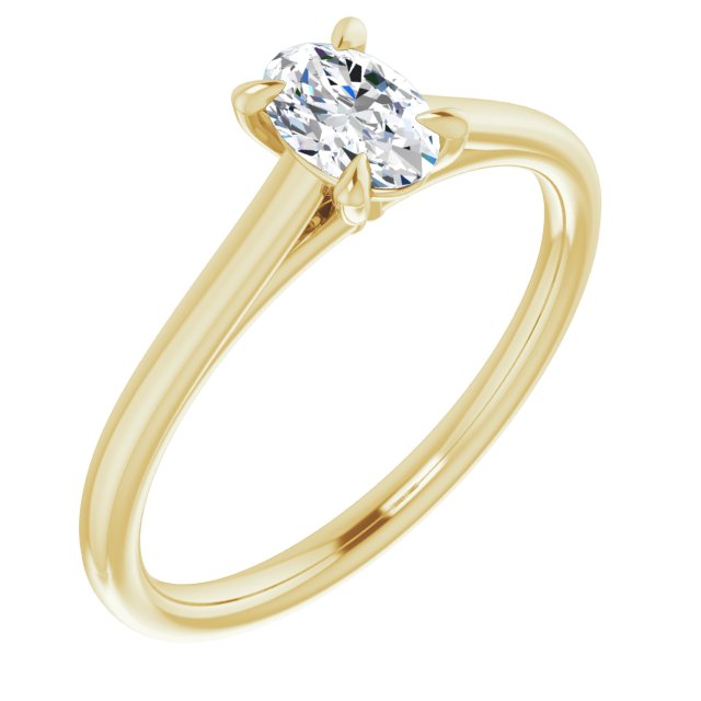 10K Yellow Gold Customizable Classic Cathedral Oval Cut Solitaire