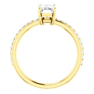 Cubic Zirconia Engagement Ring- The Delilah (Customizable Radiant Cut Petite Style with 3/4 Pavé  Band)