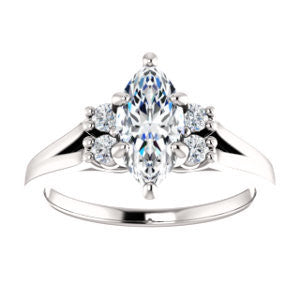 Cubic Zirconia Engagement Ring- The Bianca (Customizable 5-stone Cluster Style with Marquise Cut Center)
