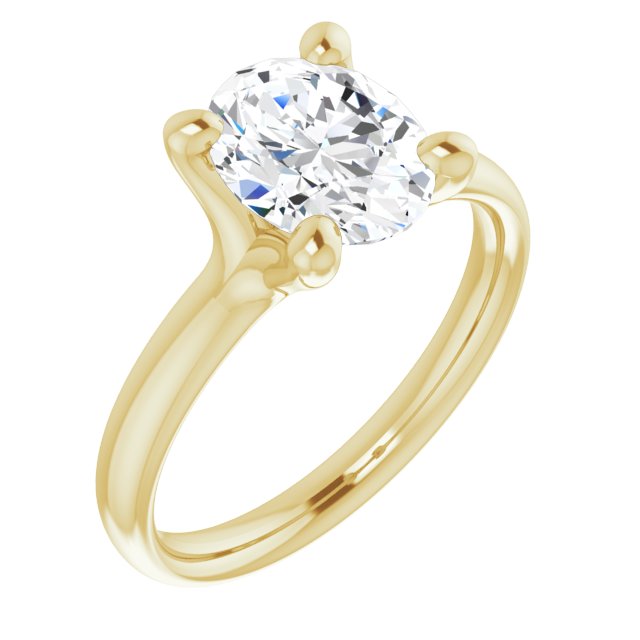 10K Yellow Gold Customizable Oval Cut Fabulous Solitaire