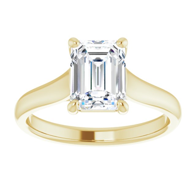 Cubic Zirconia Engagement Ring- The Jewel (Customizable Emerald Cut Cathedral-Prong Solitaire with Decorative X Trellis)