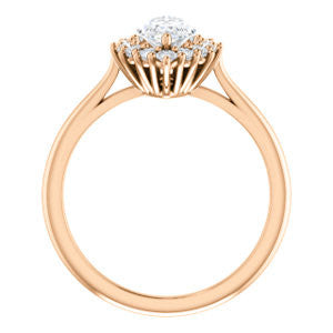 Cubic Zirconia Engagement Ring- The Kirsten (Customizable Marquise Cut with Large Cluster-Accent Crown-Supported Halo)