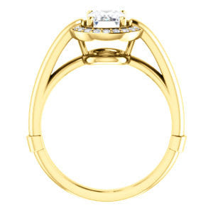 Cubic Zirconia Engagement Ring- The Kady (Customizable Cathedral-set Emerald Cut with Semi-Halo)