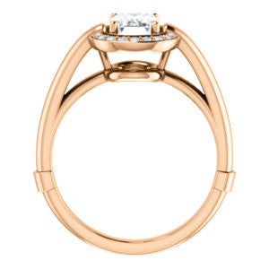 Cubic Zirconia Engagement Ring- The Kady (Customizable Cathedral-set Radiant Cut with Semi-Halo)