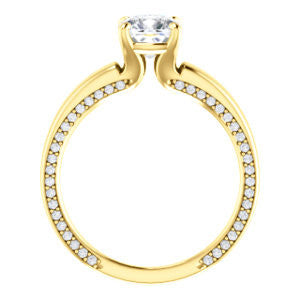 Cubic Zirconia Engagement Ring- The Rosalina (Customizable Cushion Cut with Three-sided Pavé Band)