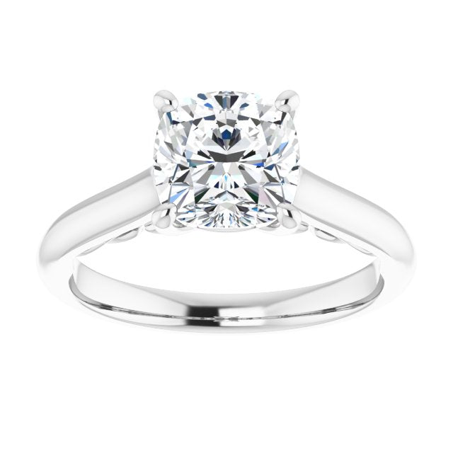 Cubic Zirconia Engagement Ring- The Adelaide (Customizable Cushion Cut Cathedral Solitaire with Two-Tone Option Decorative Trellis 'Down Under')