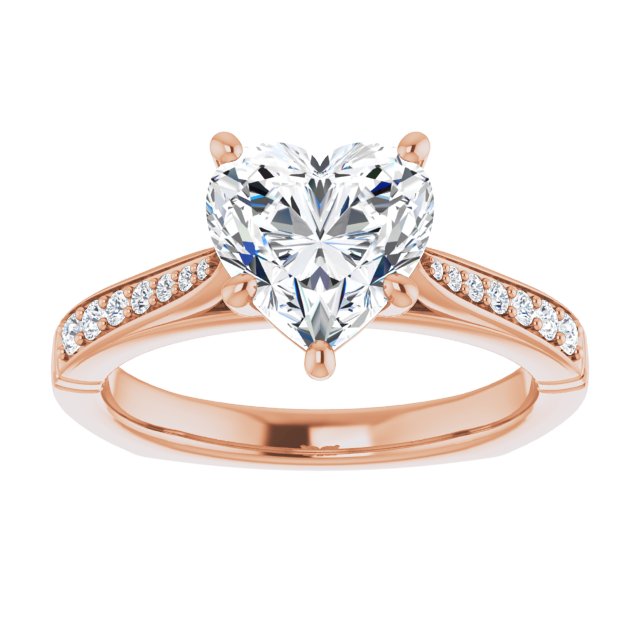 Cubic Zirconia Engagement Ring- The Ella Gabriela (Customizable Heart Cut Design with Tapered Euro Shank and Graduated Band Accents)