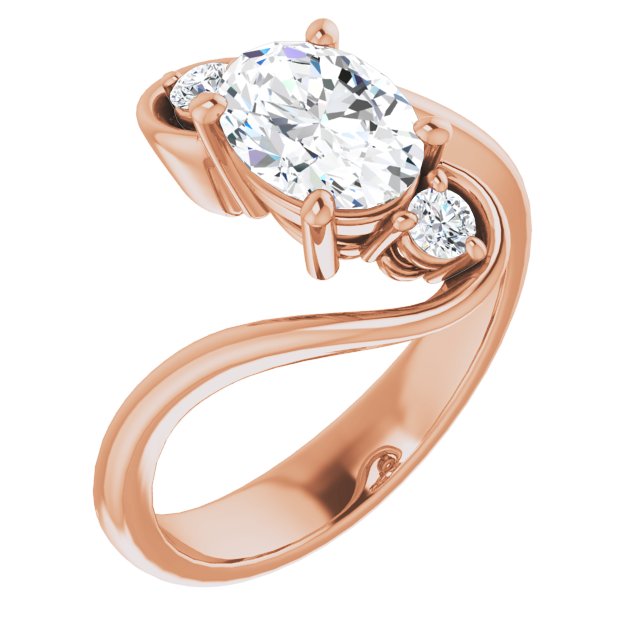 Cubic Zirconia Engagement Ring- The Clarice (Customizable 3-stone Oval Cut Setting featuring Artisan Bypass)