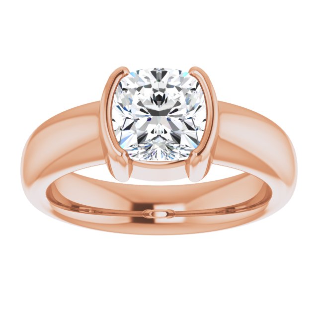 Cubic Zirconia Engagement Ring- The Charlotte (Customizable Bezel-set Cushion Cut Solitaire with Thick Band)