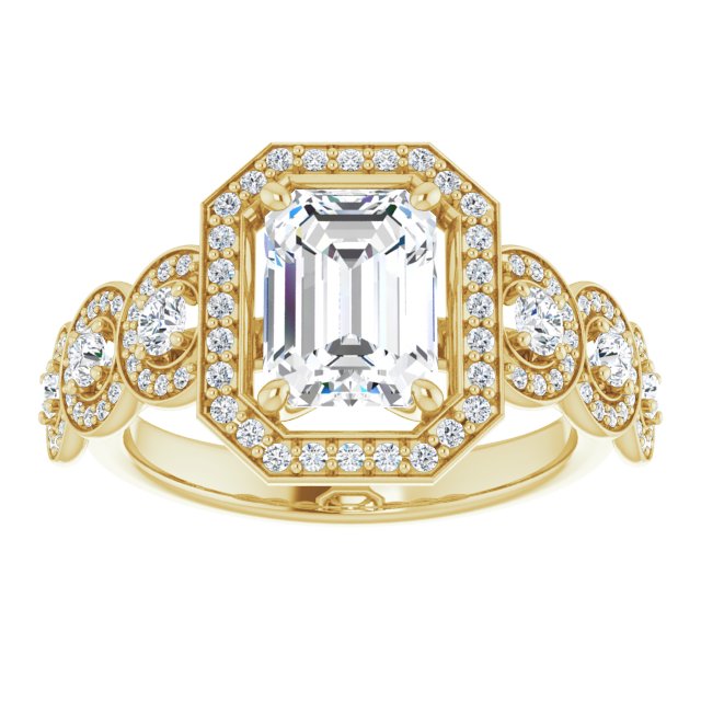 Cubic Zirconia Engagement Ring- The Emma Grace (Customizable Cathedral-set Radiant Cut 7-stone style Enhanced with 7 Halos)