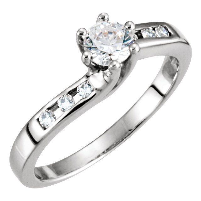 Cubic Zirconia Engagement Ring- The Margaret Mary (0.47 Carat Round or Asscher Cut 7-stone Vintage Channel)