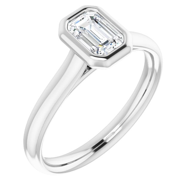 10K White Gold Customizable Cathedral-Bezel Emerald/Radiant Cut Solitaire