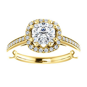 Cubic Zirconia Engagement Ring- The Jessika (Customizable Cathedral-set Cushion Cut Design with Halo and Thin Pavé Band)