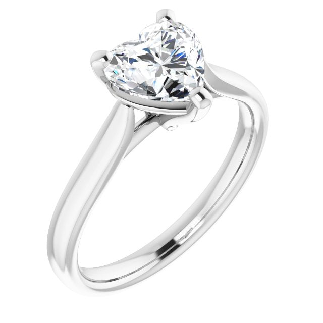 10K White Gold Customizable Cathedral-Prong Heart Cut Solitaire