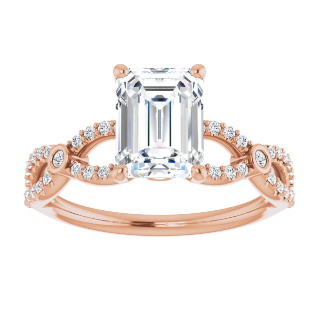 Cubic Zirconia Engagement Ring- The Aashi (Customizable Radiant Cut Design with Infinity-inspired Split Pavé Band and Bezel Peekaboo Accents)