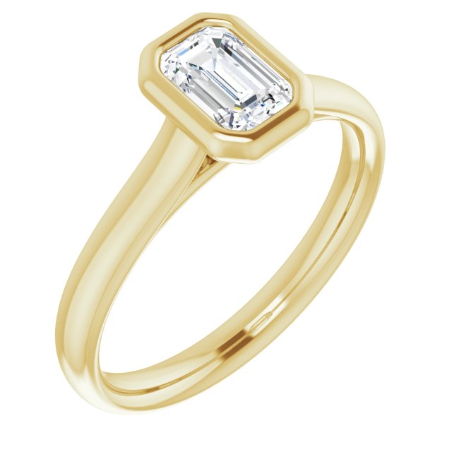 10K Yellow Gold Customizable Cathedral-Bezel Emerald/Radiant Cut Solitaire