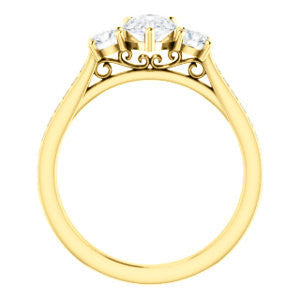 CZ Wedding Set, featuring The Tess engagement ring (Customizable Pear Cut Trellis-Enhanced Bridge Setting with Semi-Pavé Band)
