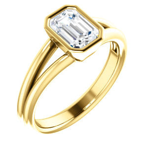 Cubic Zirconia Engagement Ring- The Shae (Customizable Emerald Cut Split-Band Solitaire)