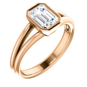 Cubic Zirconia Engagement Ring- The Shae (Customizable Emerald Cut Split-Band Solitaire)