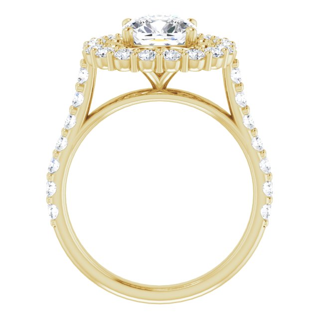 Cubic Zirconia Engagement Ring- The Flora (Customizable Cushion Cut Cathedral Style with Oversized Halo)
