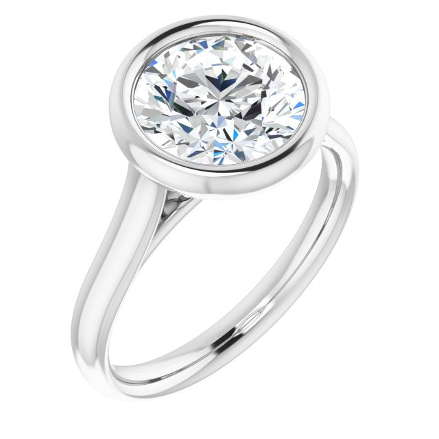 18K White Gold Customizable Cathedral-Bezel Round Cut Solitaire