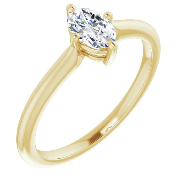 10K Yellow Gold Customizable Oval Cut Solitaire with Raised Prong Basket