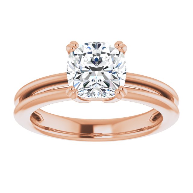 Cubic Zirconia Engagement Ring- The Evie (Customizable Cushion Cut Solitaire with Grooved Band)