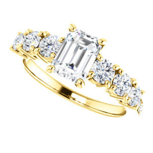 Cubic Zirconia Engagement Ring- The Lorelei (Customizable Enhanced 7-stone Radiant Cut Style with Pavé Band)