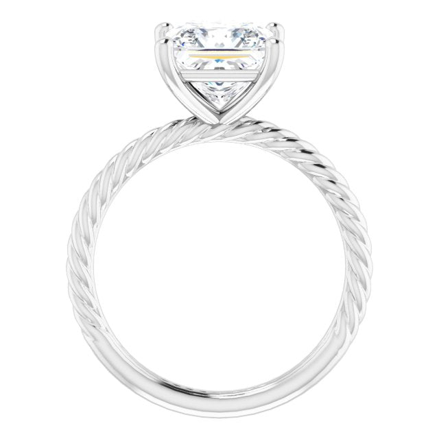 Cubic Zirconia Engagement Ring- The Donna Lea (Customizable Princess/Square Cut Solitaire featuring Braided Rope Band)