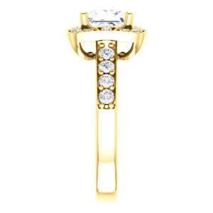 CZ Wedding Set, featuring The Payton engagement ring (Customizable Princess Cut with Segmented Cluster-Halo and Large-Accented Band)
