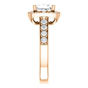 CZ Wedding Set, featuring The Payton engagement ring (Customizable Princess Cut with Segmented Cluster-Halo and Large-Accented Band)