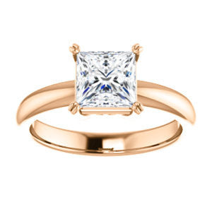 Cubic Zirconia Engagement Ring- The Marie Rosalind (Customizable Princess Cut Solitaire with Tooled Trellis Design)