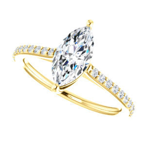 Cubic Zirconia Engagement Ring- The Tanisha (Customizable Cathedral-set Marquise Cut Design with Thin Pavé Band)