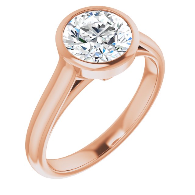 10K Rose Gold Customizable Cathedral-Bezel Round Cut 7-stone "Semi-Solitaire" Design