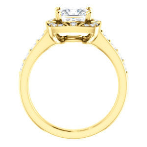 Cubic Zirconia Engagement Ring- The Payton (Customizable Princess Cut with Segmented Cluster-Halo and Large-Accented Band)