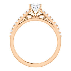 Cubic Zirconia Engagement Ring- The Kiana (Customizable Oval Cut Design with Decorative Cathedral Trellis and Thin Pavé Band)