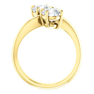 Cubic Zirconia Engagement Ring- The Patti (Customizable Round Cut 2-stone Bypass Style)