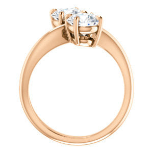 Cubic Zirconia Engagement Ring- The Patti (Customizable Round Cut 2-stone Bypass Style)